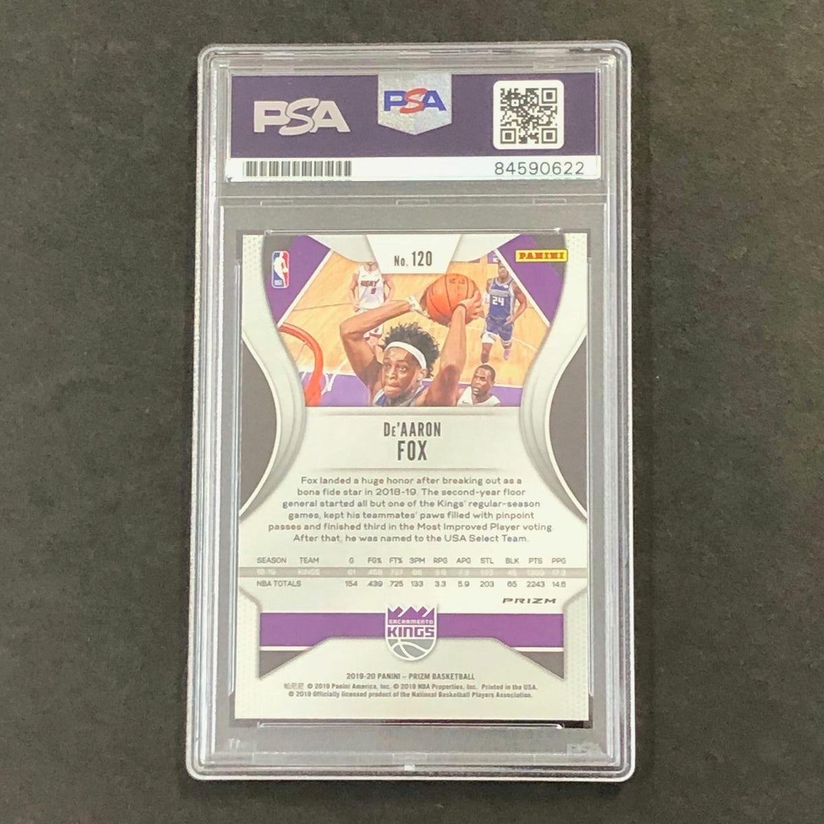 2019-20 Panini Prizm Silver #120 De'Aaron Fox Signed Auto PSA Slabbed Kings