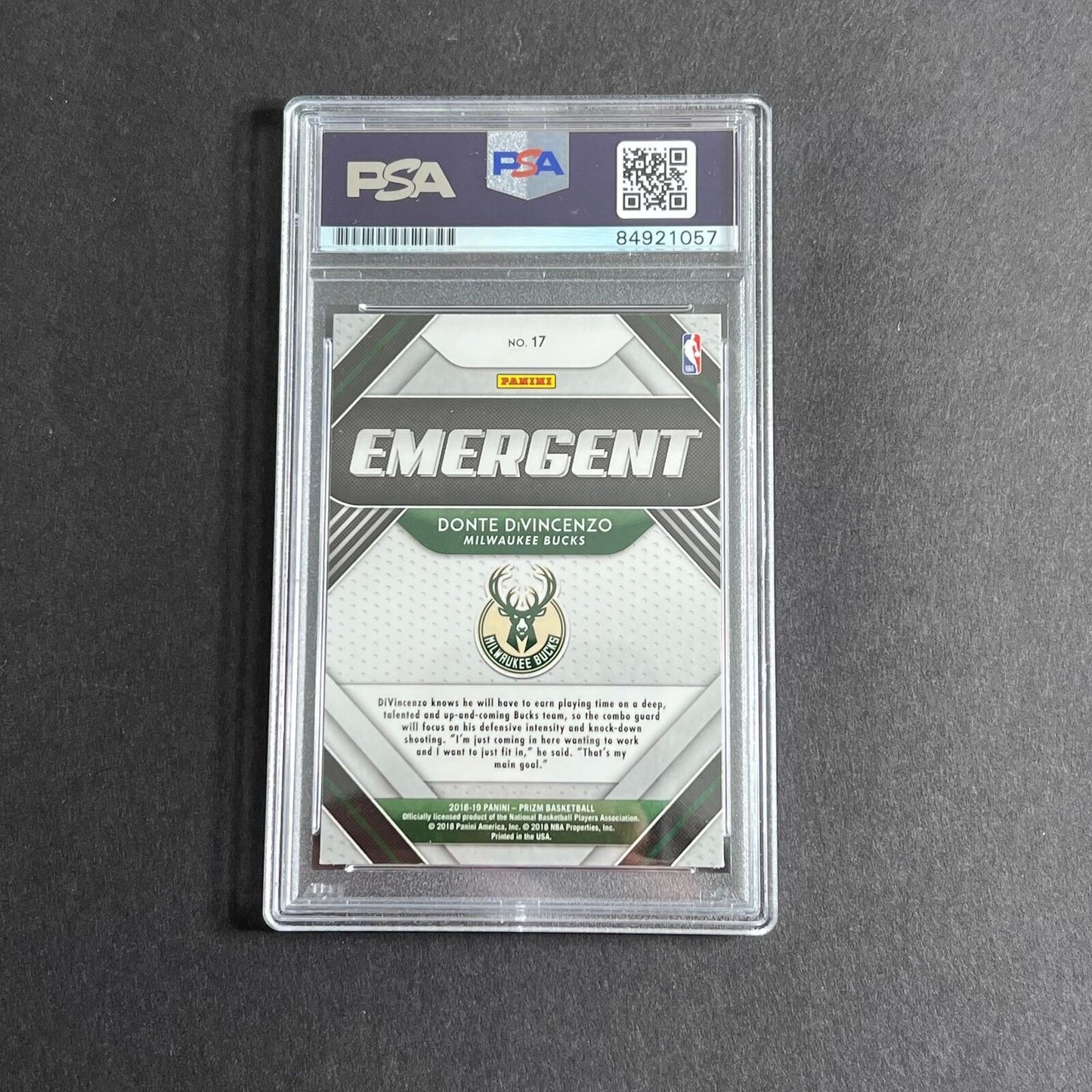 2018 Panini Prizm #17 DONTE DIVINCENZO Signed Card AUTO PSA/DNA Slabbed Bucks