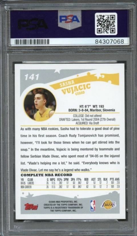 2005 Topps #141 Sasha Vujacic Signed Card AUTO PSA Slabbed