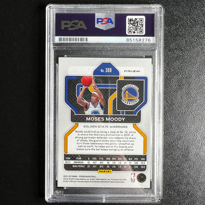 2021-22 Panini Prizm #308 Moses Moody Signed Card AUTO 10 PSA Slabbed RC Warrior