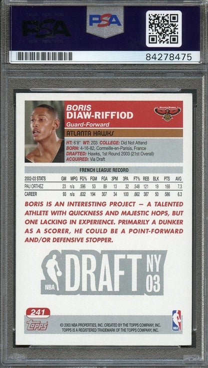 2003 NBA Topps #241 Boris Diaw-Riffiod Signed Card AUTO PSA Slabbed RC