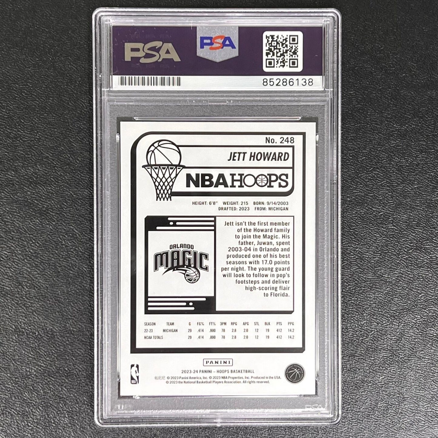 2023-24 Panini NBA Hoops #17 Jett Howard Signed Card AUTO PSA/DNA Slabbed RC Mag