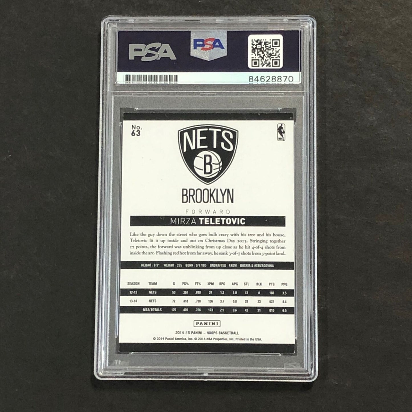 2014-15 NBA Hoops #63 Mirza Teletovic Signed Card AUTO 10 PSA Slabbed Nets