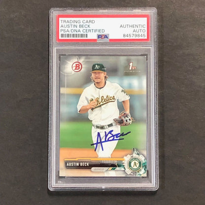 2017 BOWMAN DRAFT #BD-60 AUSTIN BECK Signed Card PSA Slabbed Auto A's