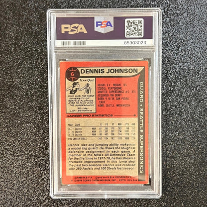 1979-80 Topps #6 Dennis Johnson Signed Card AUTO 10 PSA/DNA Slabbed Supersonics