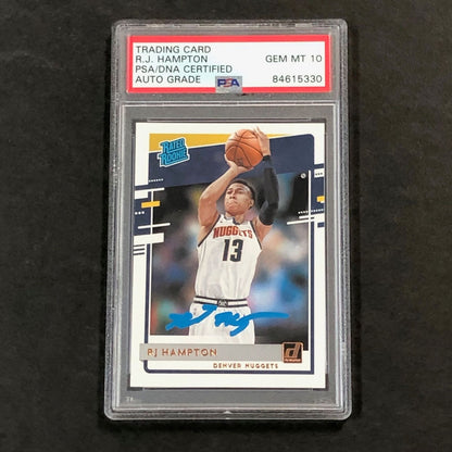 2020-21 Donruss Rated Rookie #237 RJ Hampton signed Auto 10 Card PSA/DNA Slabbed