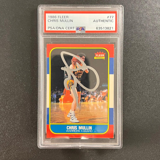 1986 Fleer #77 Chris Mullin Signed Card AUTO PSA Slabbed Warriors