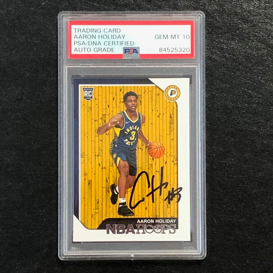 2018-19 NBA Hoops #267 Aaron Holiday Signed Rookie Card AUTO 10 PSA Slabbed RC P