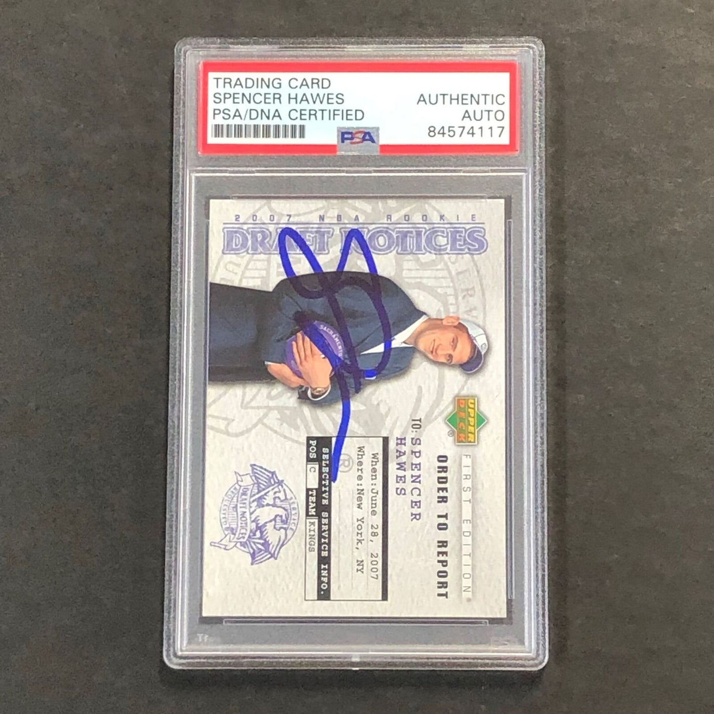 2007-08 Upper Deck Draft Notices #DN10 Spencer Hawes Signed Card AUTO PSA/DNA Sl