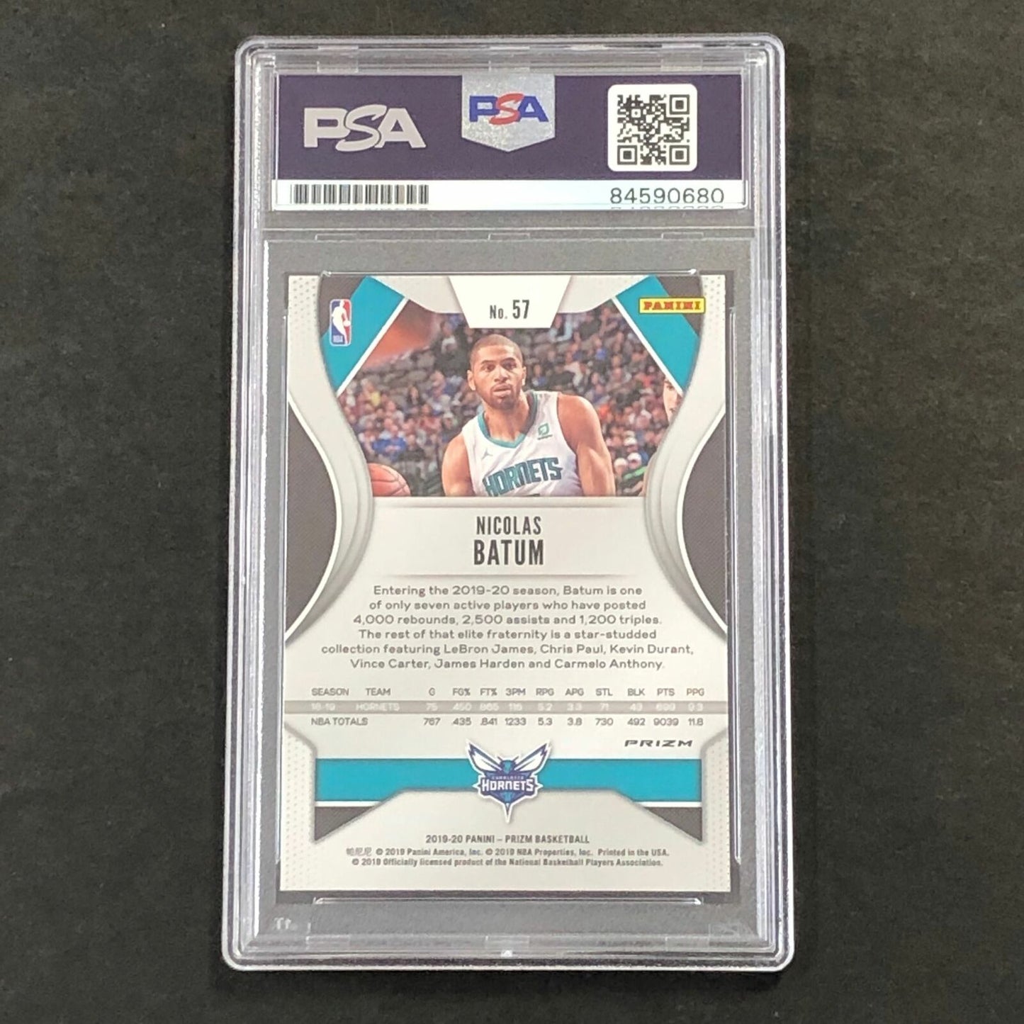 2019-20 Panini Prizm Silver #57 Nicolas Batum Signed Card AUTO PSA Slabbed Horne