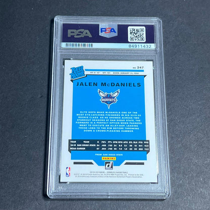 2019-20 Panini Donruss #247 Jalen McDaniels Signed Card AUTO 10 PSA Slabbed Horn
