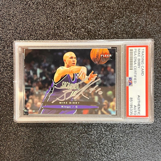 2003-04 Fleer Ultra #107 Mike Bibby Signed Card AUTO PSA Slabbed Kings