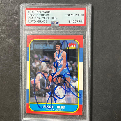 1986 Fleer #108 Reggie Theus Signed Card AUTO 10 PSA Slabbed Kings