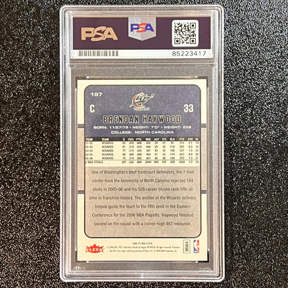 2006-07 FLEER #197 Brendan Haywood Signed Card AUTO PSA Slabbed Wizards