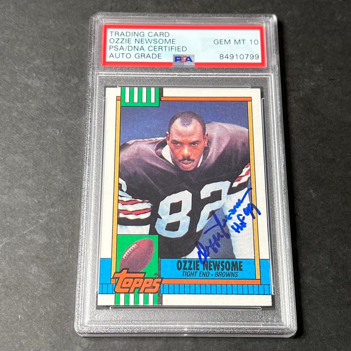 1990 Topps #168 Ozzie Newsome Signed Card AUTO 10 PSA slabbed Browns