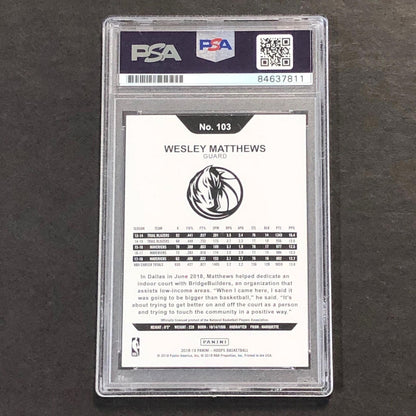2018-19 Panini NBA Hoops #103 Wesley Matthews Signed Card AUTO PSA Slabbed Maver