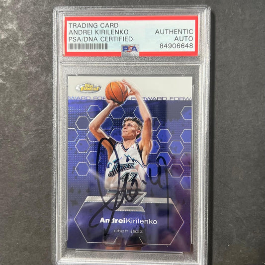 2002-03 Topps Finest #6 Andrei Kirilenko Signed Card AUTO PSA Slabbed Jazz
