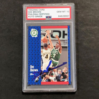 1991-92 Fleer #9 Dee Brown Signed Card AUTO 10 PSA Slabbed Celtics