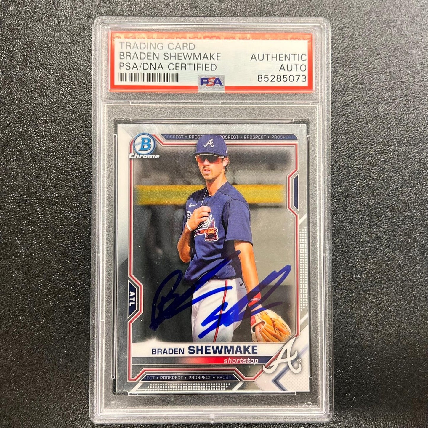 2021 Bowman Chrome #BCP-48 Braden Shewmake Signed Card Auto PSA/DNA Slabbed Brav