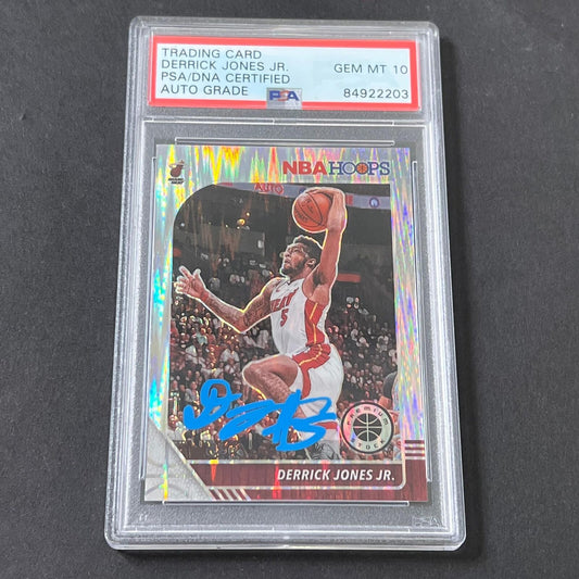 2019-20 NBA Hoops Premium #101 Derrick Jones Jr. Signed Card AUTO 10 PSA Slabbed