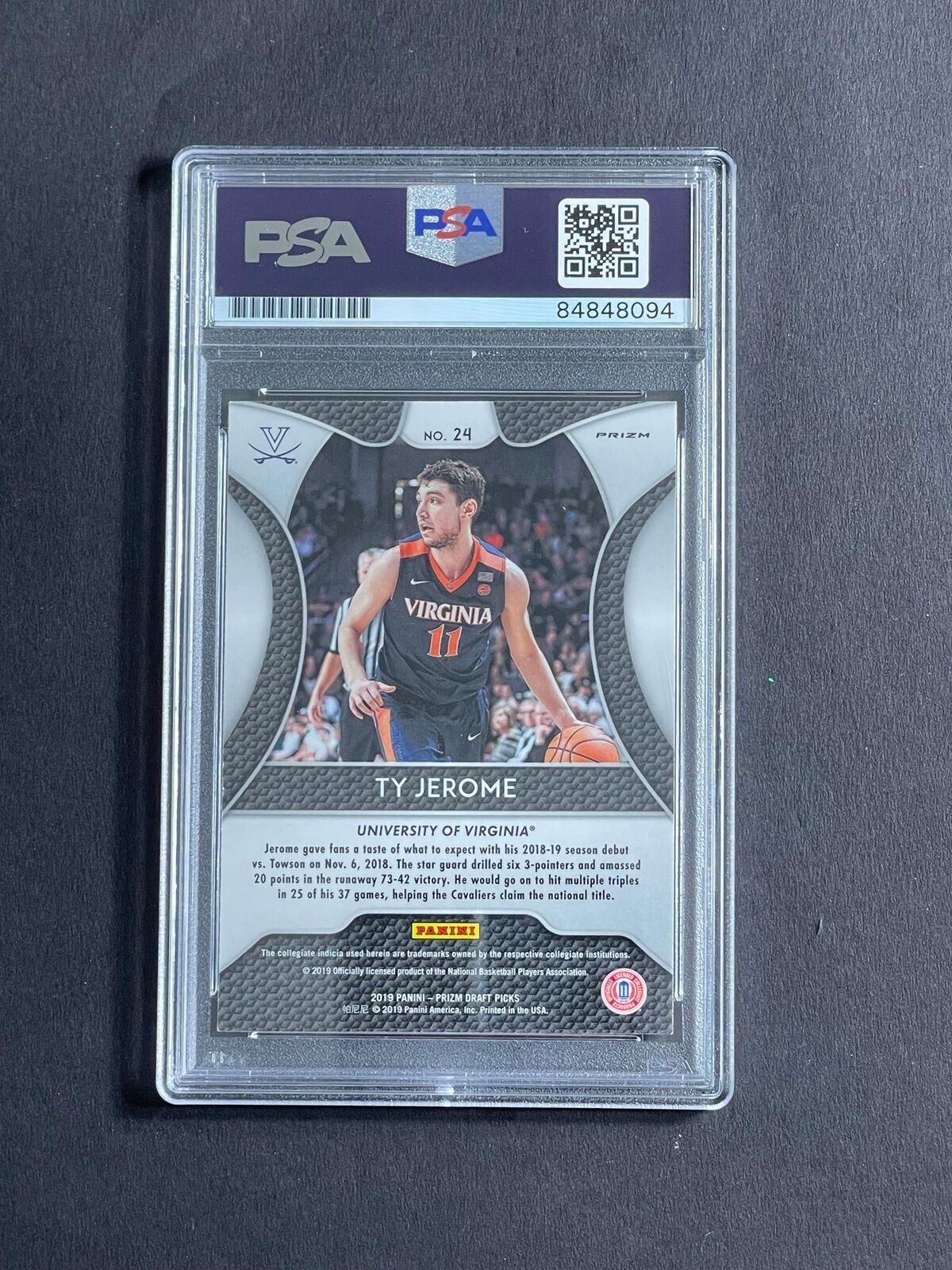 2019 Panini Prizm Draft Picks #24 Ty Jerome Signed Card PSA Slabbed Virginia RC