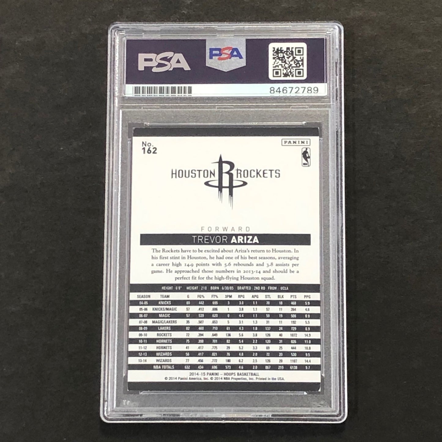 2014-15 NBA Hoops #162 Trevor Ariza Signed Card AUTO 10 PSA Slabbed Rockets