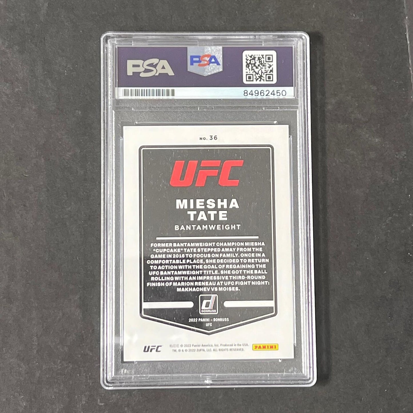 2022 Panini Donruss #36 Miesha Tate Signed Card AUTO PSA Slabbed UFC