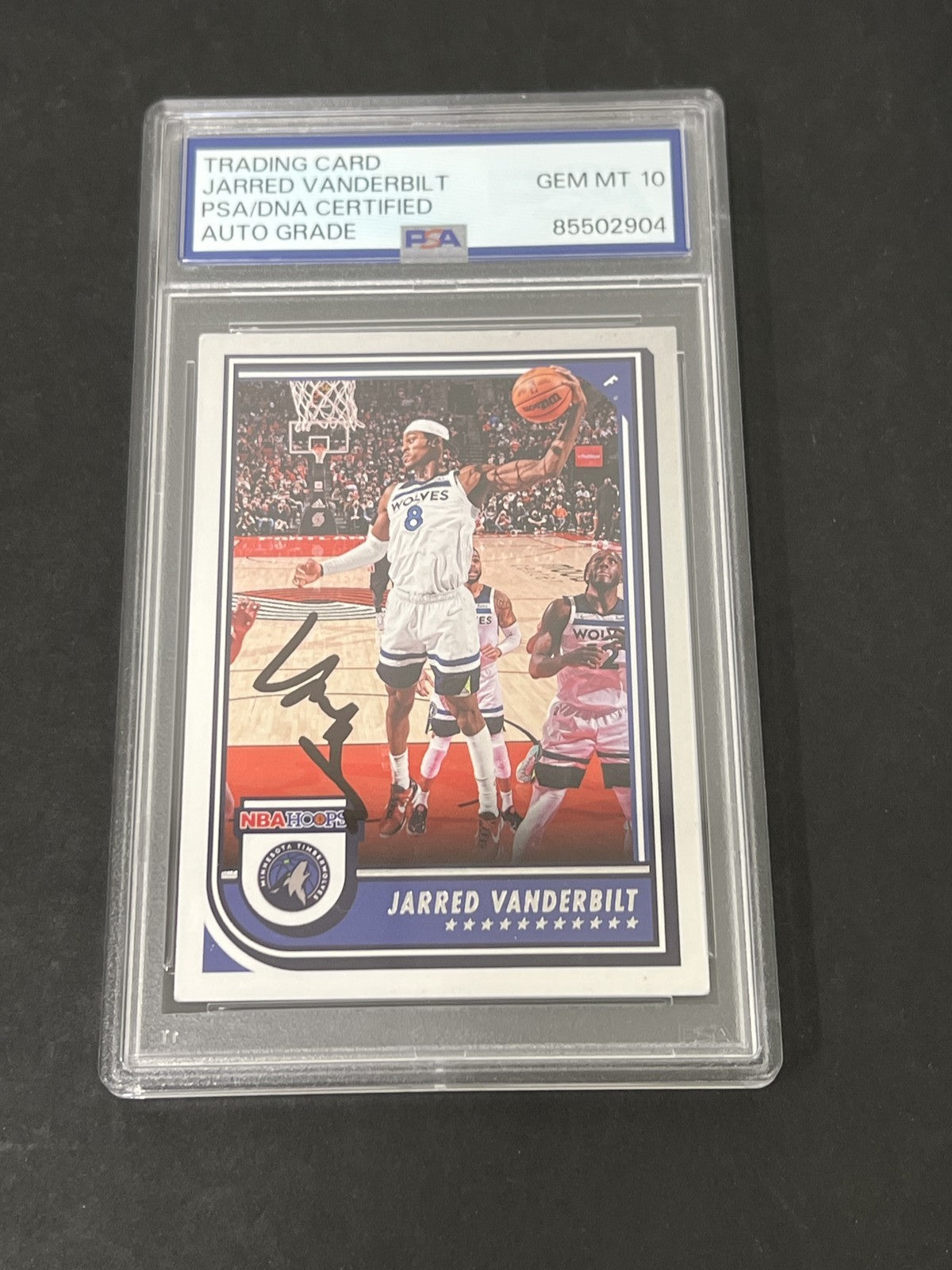 2022-23 Panini NBA Hoops #198 Jarred Vanderbilt signed card PSA Auto 10