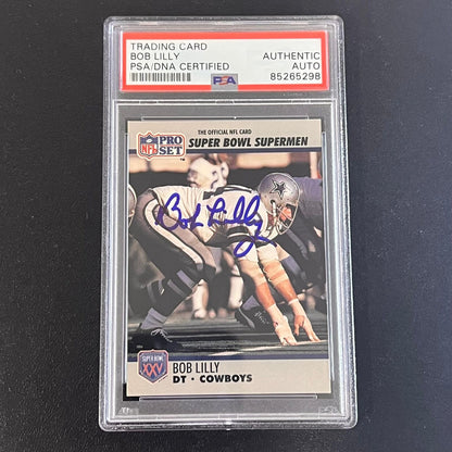 1990 NFL Pro Set #85 Bob Lily Signed Card PSA AUTO Slabbed Cowboys