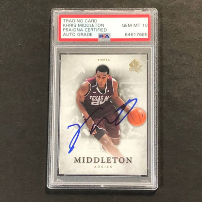 2012-13 Upper Deck SP Authentic #35 Khris Middleton Signed Card AUTO 10 PSA/DNA