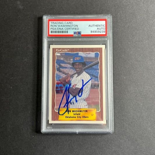 1990 ProCards #442 Ron Washington Signed Card PSA Slabbed Auto 89ers