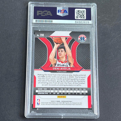 2020-21 Panini Prizm #290 Deni Avdija Signed Card PSA Auto Grade 10 Wizards