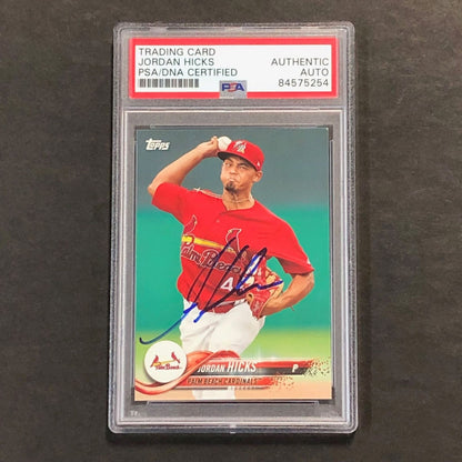 2018 Topps MiLB #122 Jordan Hicks Signed Card AUTO PSA Slabbed Cardinals