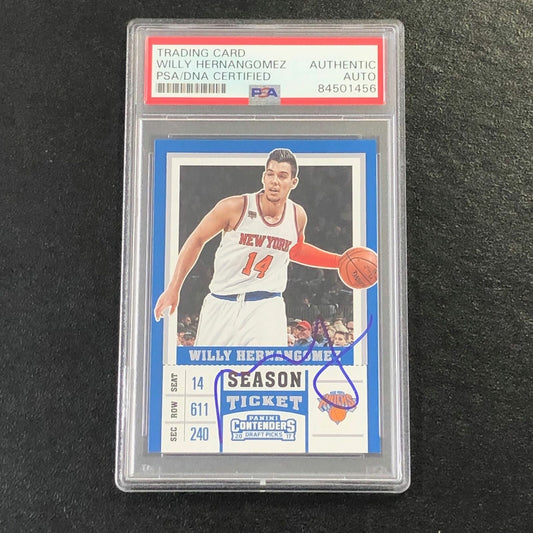 2017-18 Contenders Draft Picks #49 Willy Hernangomez Signed Card AUTO PSA Slabbe