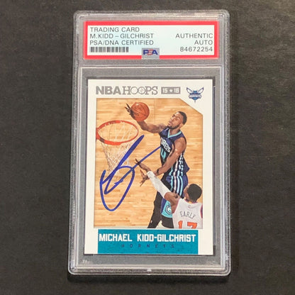 2015-16 NBA Hoops #244 Michael Kidd-Gilchrist Signed Card AUTO PSA Slabbed Horne