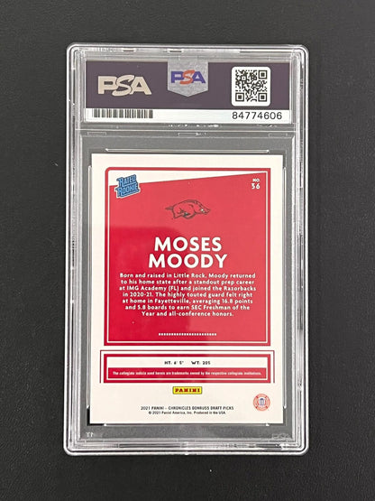 2021-22 Panini Chronicles Draft Picks #36 Moses Moody Signed Card AUTO PSA Slabb