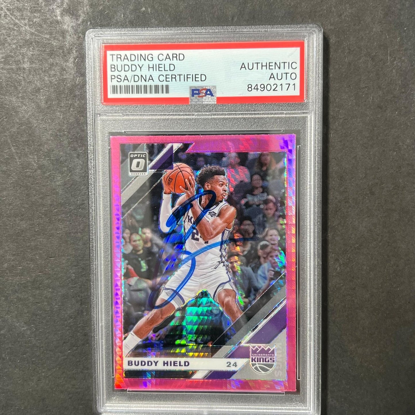 2019-20 Panini Donruss Optic #67 Buddy Hield Signed Card AUTO PSA Slabbed Kings