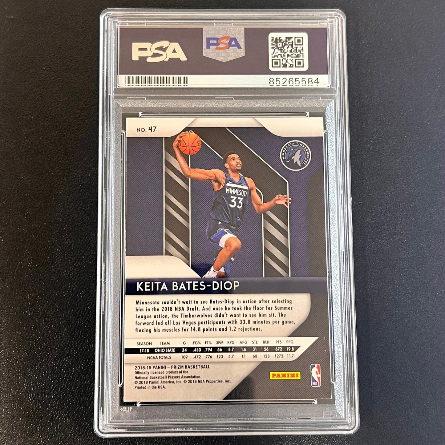 2018-19 Panini Prizm #47 Keita Bates-Diop Signed Card AUTO PSA/DNA Slabbed RC Ti