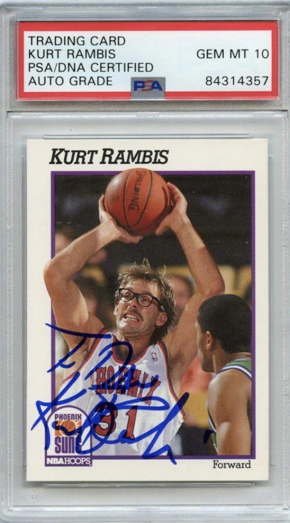 1991-92 NBA Hoops #169 Kurt Rambis Signed Card Auto Grade 10 PSA Slabbed