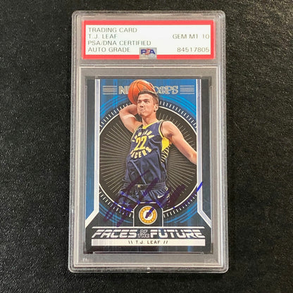2017-18 NBA Hoops Faces of the Future #18 TJ Leaf Signed Card AUTO 10 PSA Slabbe