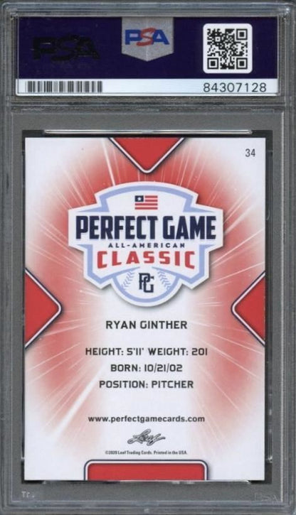 2020 Leaf Perfect Game Ryan Ginther Signed Card AUTO PSA Slabbed
