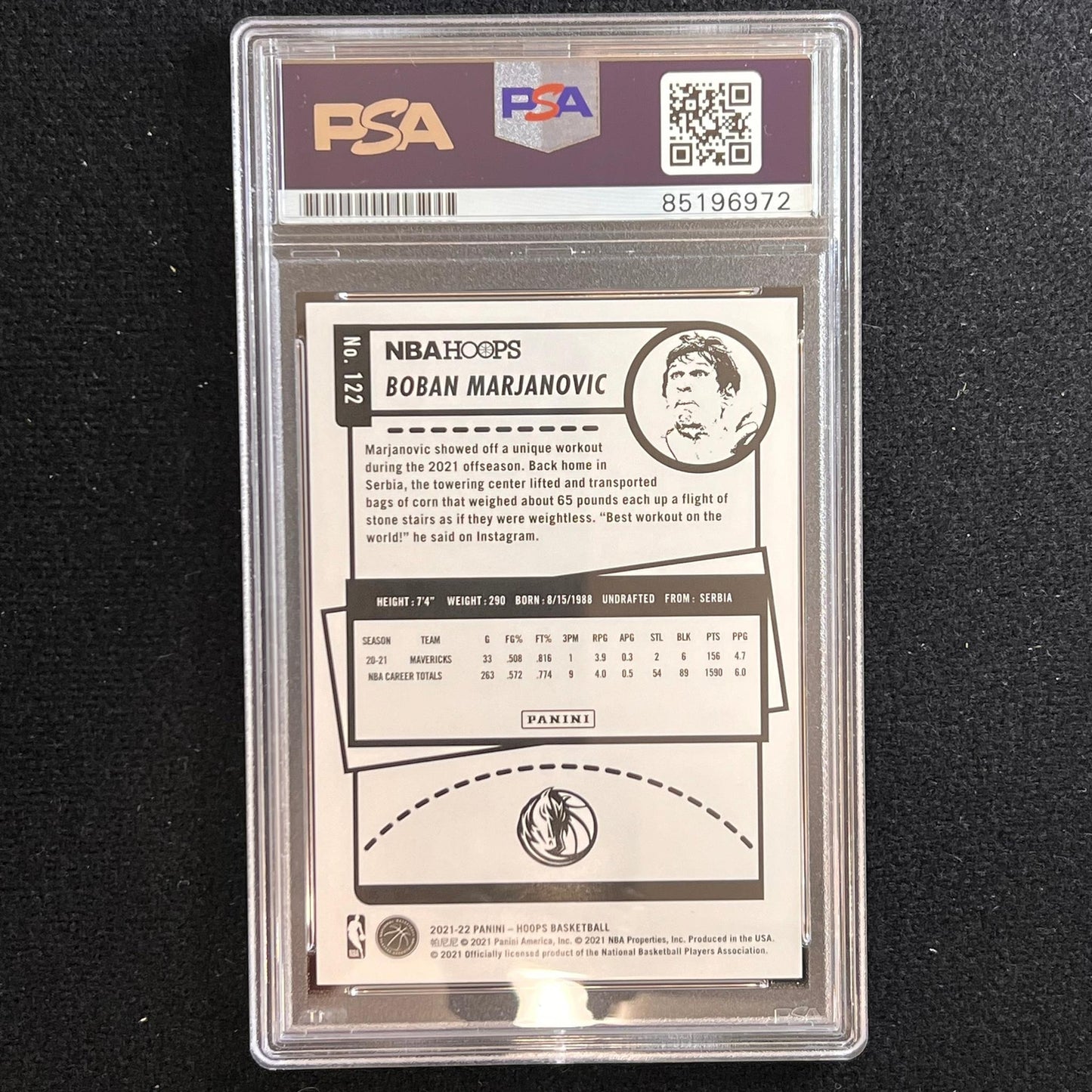2021-22 NBA Hoops #122 Boban Marjanovic signed Auto Card PSA/DNA Slabbed Maveric