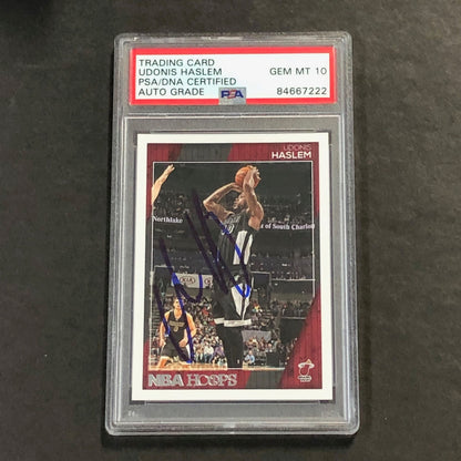 2016-17 NBA Hoops #259 Udonis Haslem Signed Card AUTO Grade 10 PSA Slabbed Heat
