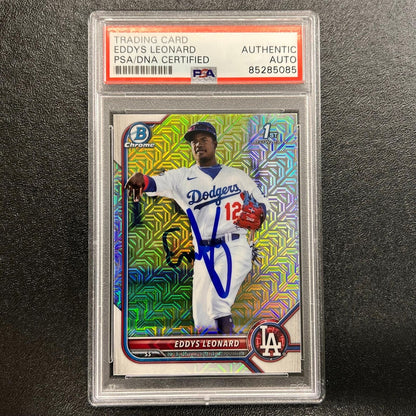 2022 Topps 1st Bowman Chrome #BCP-57 Eddys Leonard Signed Card AUTO PSA Slabbed