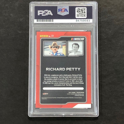 2021 Panini Prizm Racing Flashbacks #77 Richard Petty Signed Card AUTO PSA Slabb