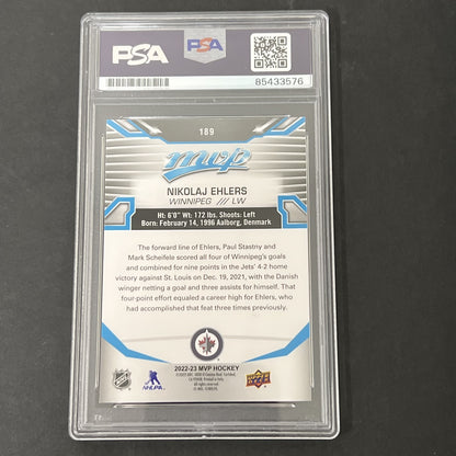 2022-23 MVP Hockey #189 Nikolaj Ehlers signed card PSA Auto 10 Jets