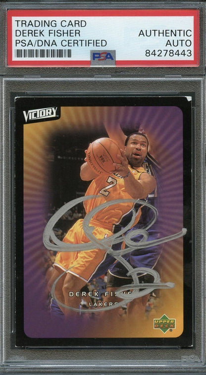 2003 Upper Deck Victory #43 Derek Fisher Signed Card AUTO PSA Slabbed Lakers