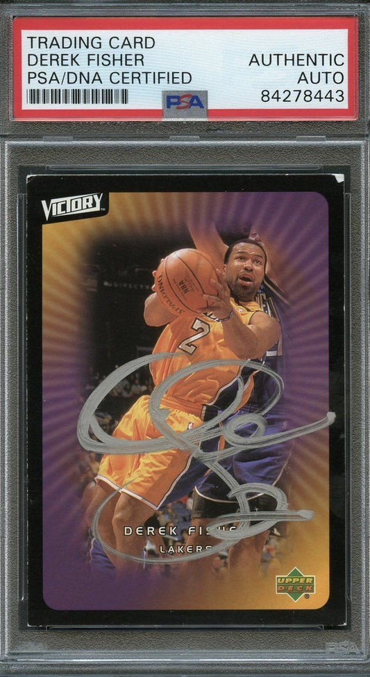2003 Upper Deck Victory #43 Derek Fisher Signed Card AUTO PSA Slabbed Lakers