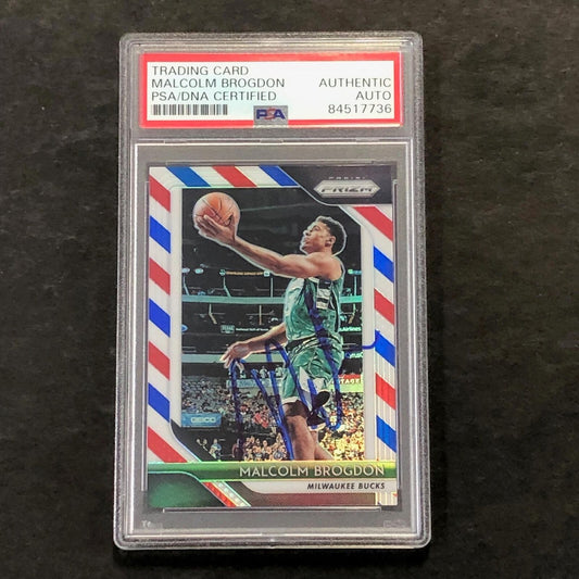 2018-19 Panini Prizm #276 Malcolm Brogdon Signed Card PSA/DNA Slabbed Bucks