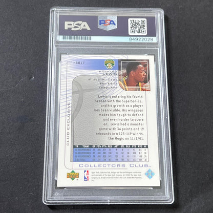 2001-02 Upper Deck #NBA17 Rashard Lewis Signed Card AUTO 10 PSA/DNA Slabbed Soni